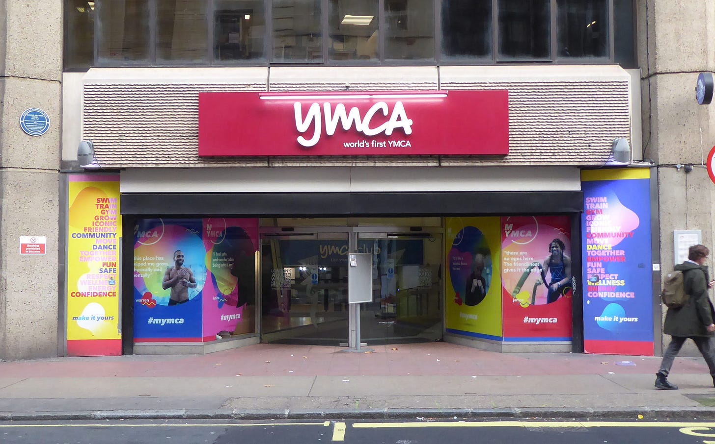 View of the entrance to the Central YMCA Club on Great Russell Street.