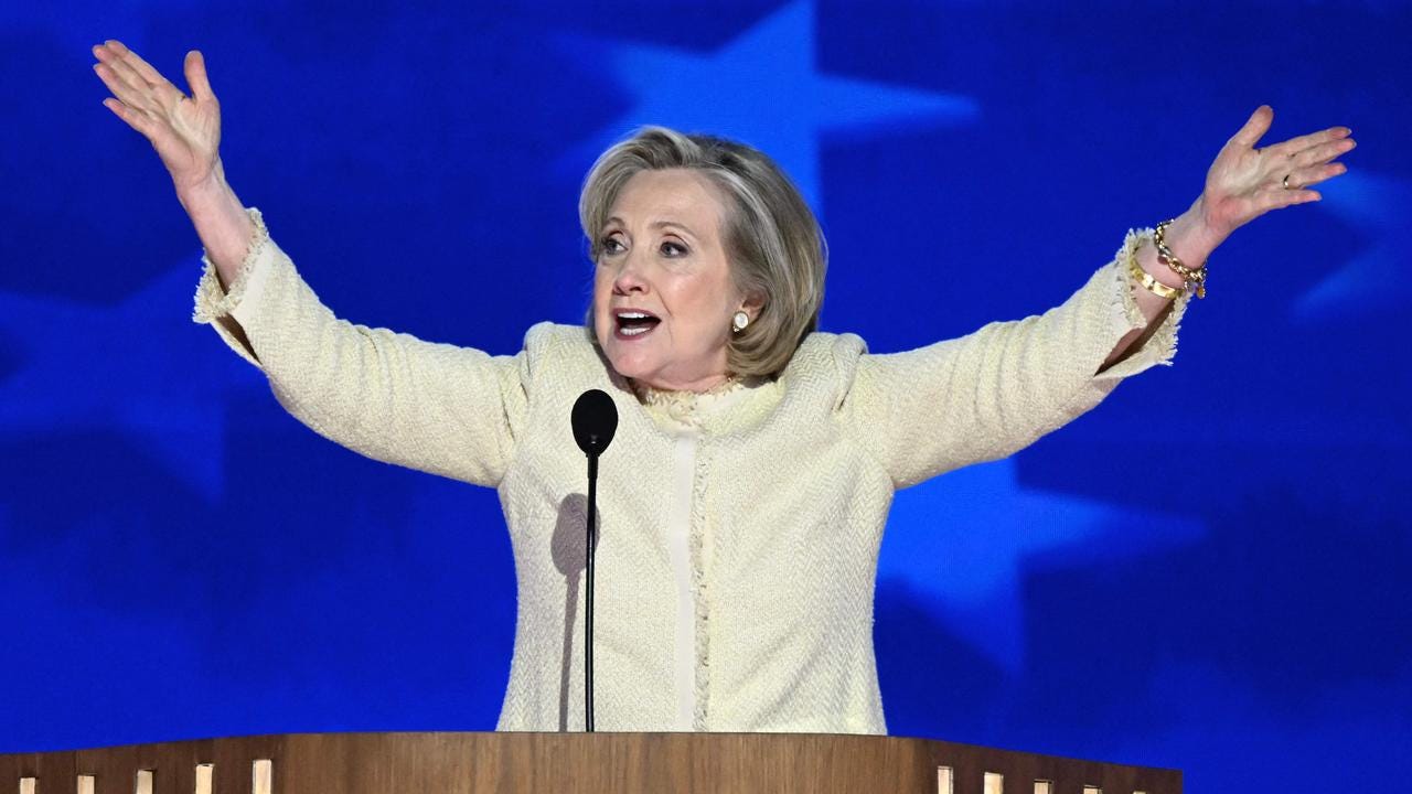 Former US Secretary of State Hillary Clinton speaks at the Democratic National Convention.