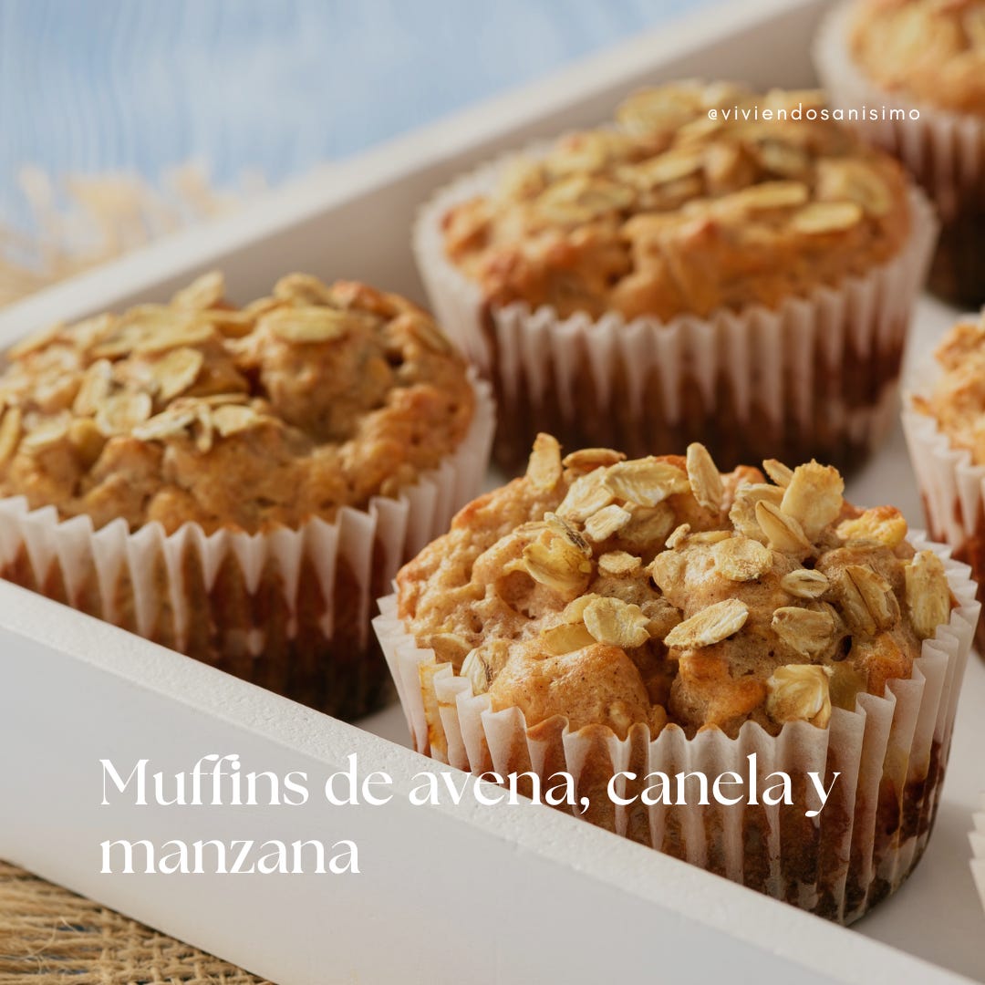 Muffins de avena, canela y manzana