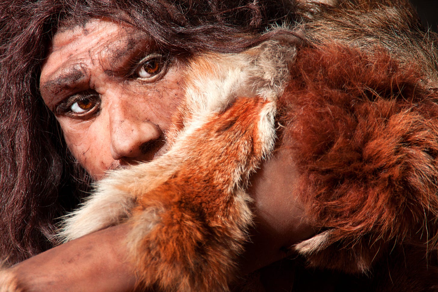 Neanderthal Man in fur cloak