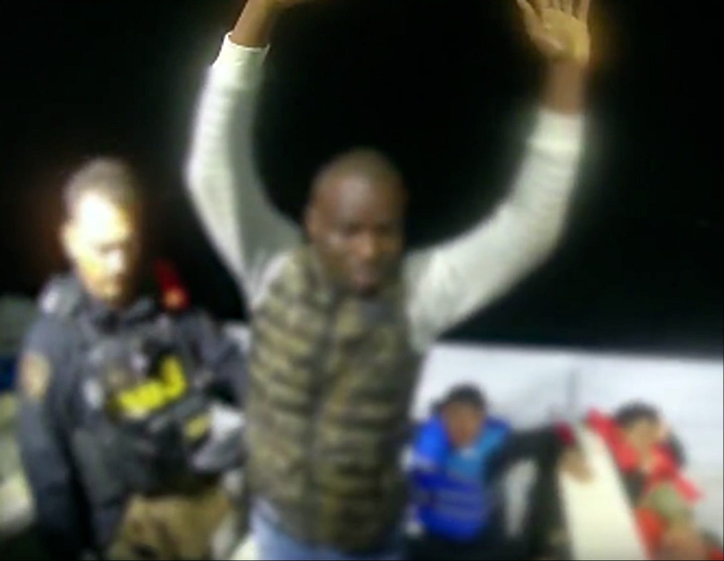 The smuggler surrendered to a CBP Boarding Party, who then took the illegal aliens into custody, without further resistance. The smuggler surrendered to a CBP Boarding Party, who then took the illegal aliens into custody, without further resistance.