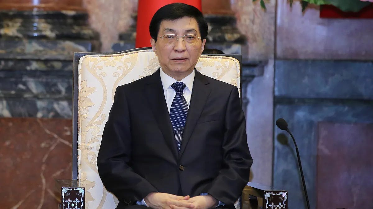 中國全國政協主席王滬寧。（美聯社）