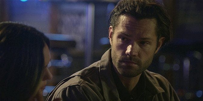 Walker Jared Padalecki bonding with Geri at bar 109. Walker Jared Padalecki bonding with Geri at bar 109.