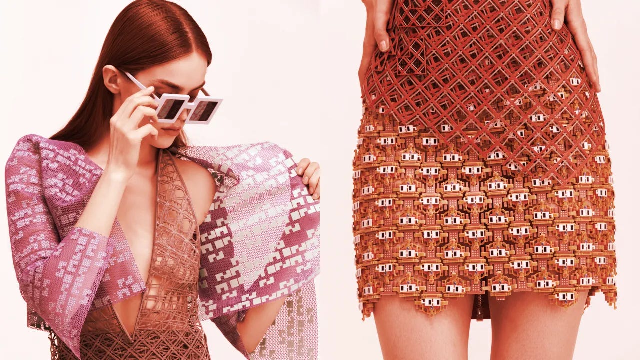 Designer Danit Peleg's 3D-printed, Nouns-inspired apparel. Image: Dor Sharon