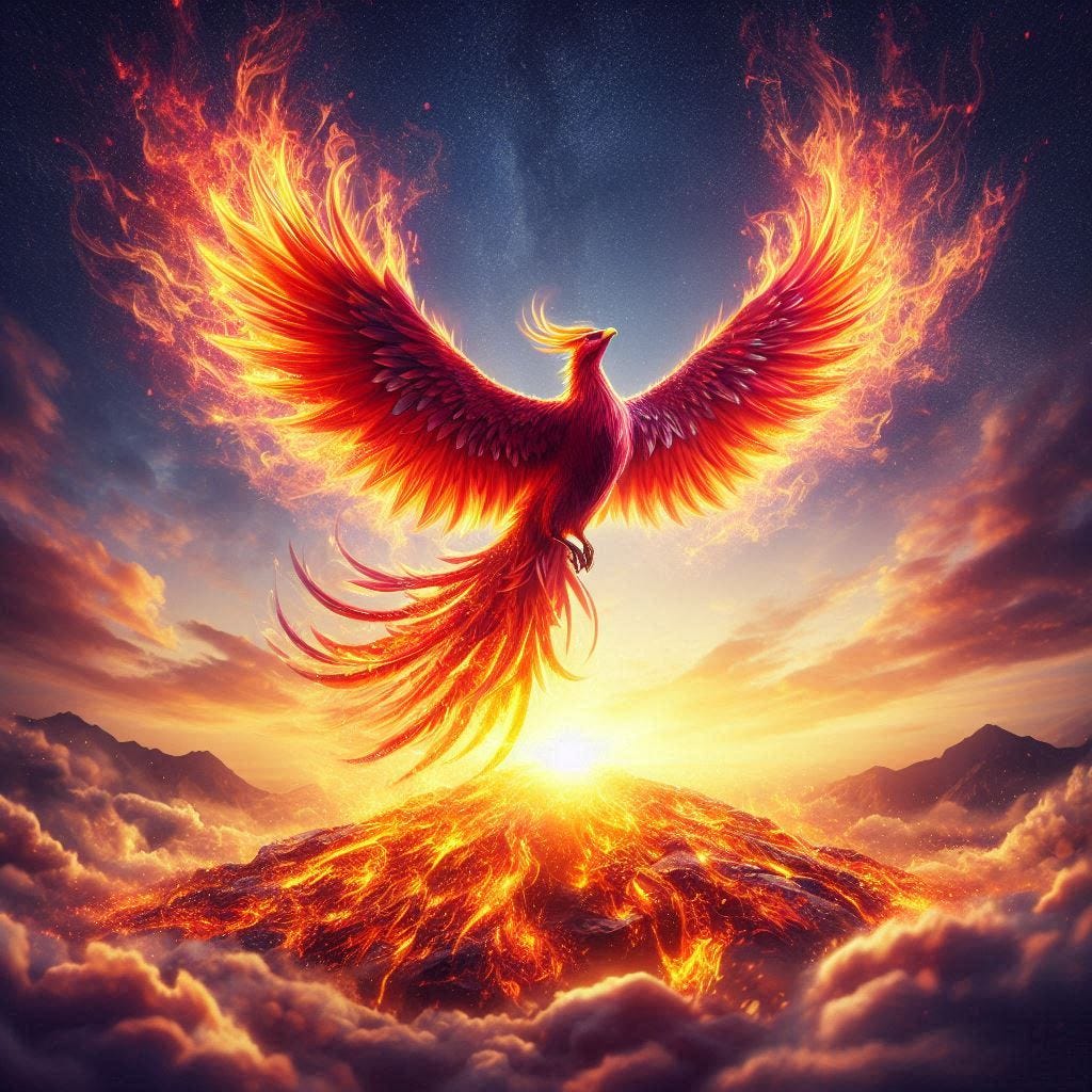 phoenix rising from the ashes