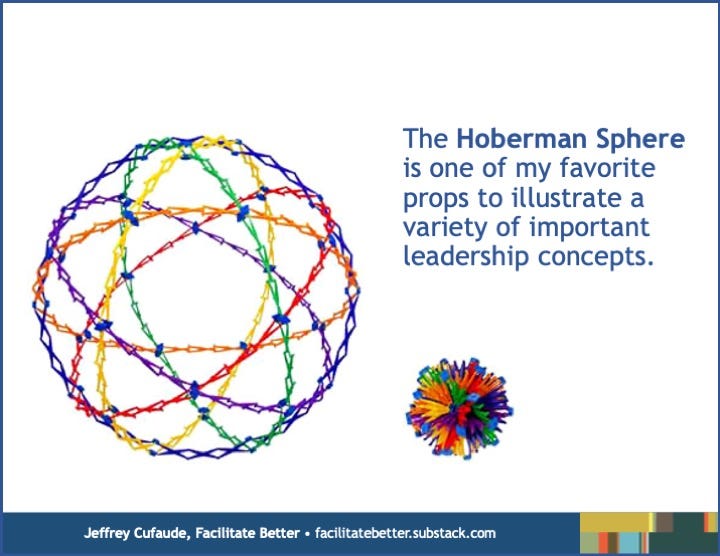 open and closed large Hoberman spheres side by side open and closed large Hoberman spheres side by side