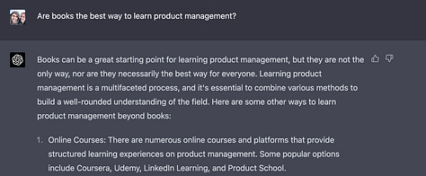 ChatGPT: blogs, books, and advice on PMing