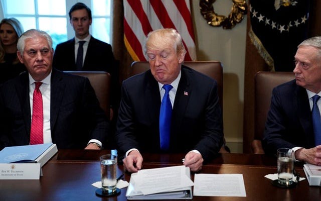 donald trump taugh by james mattis and tillerson on international