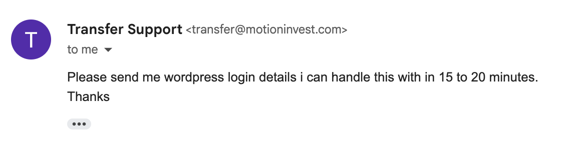 I got asked to send the WordPress credentials
