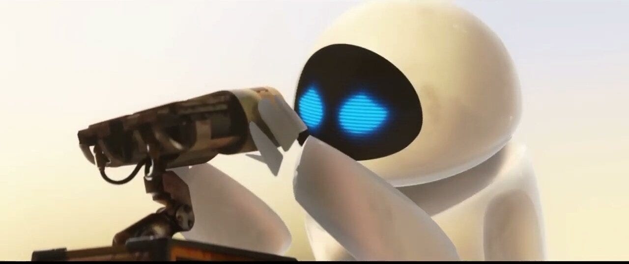 tempura shigaraki on Twitter: "The most heart touching conversation i have  ever remember Eve: Wall-E???..... Wall-E!!! Wall-E: ....... Eve: Wall-E....  (robot kisses) bzzz Wall-E: (start to remember) Eva??... Eva!!!!!! The end....  Thats