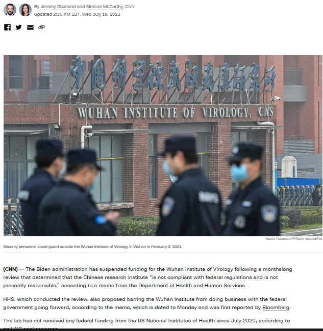 BIDEN ADMINISTRATION CUTS WUHAN FUNDING, VINDICATES IPAK ON LABORATORY ORIGIN LIKELIHOOD