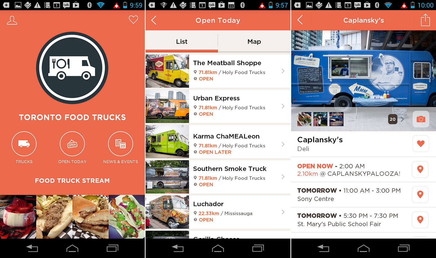 Toronto food trucks app