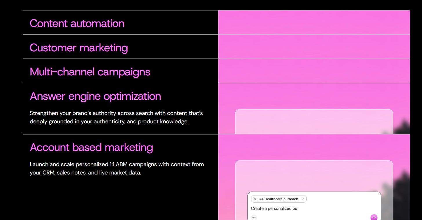 Magi use cases: Content automation, Customer marketing, Multi-channel campaigns, Answer engine optimization, Account based marketing Magi use cases: Content automation, Customer marketing, Multi-channel campaigns, Answer engine optimization, Account based marketing
