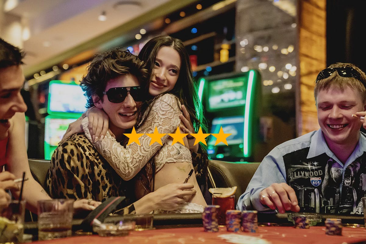 Mikey Madison as Anora plays poker with Ivan in Las Vegas