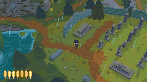 Various sceneries from the video game showcasing a forest, beach, graveyard, stickball yard, gliding over the island