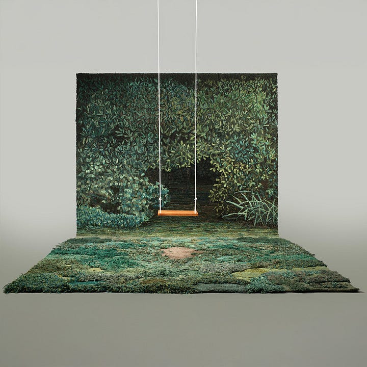 Alexandra Kehayoglou (Image: Emiliano Granado) | Refugio para un Recuerdo (Alexandra Kehayoglou) | Meadow (V&A Dundee) | Santa Cruz River (The National Gallery of Victoria)