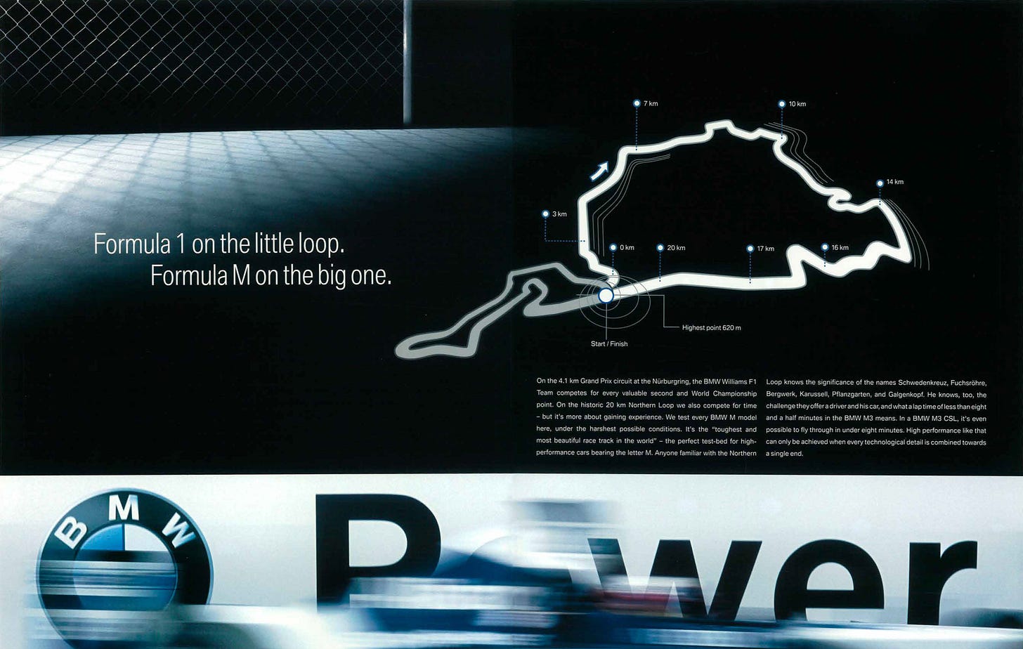 BMW E46 M3 CSL brochure Nurburgring