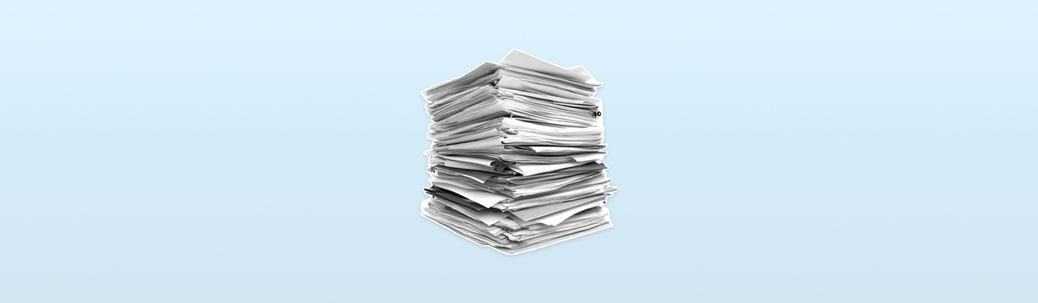 A stack of papers.