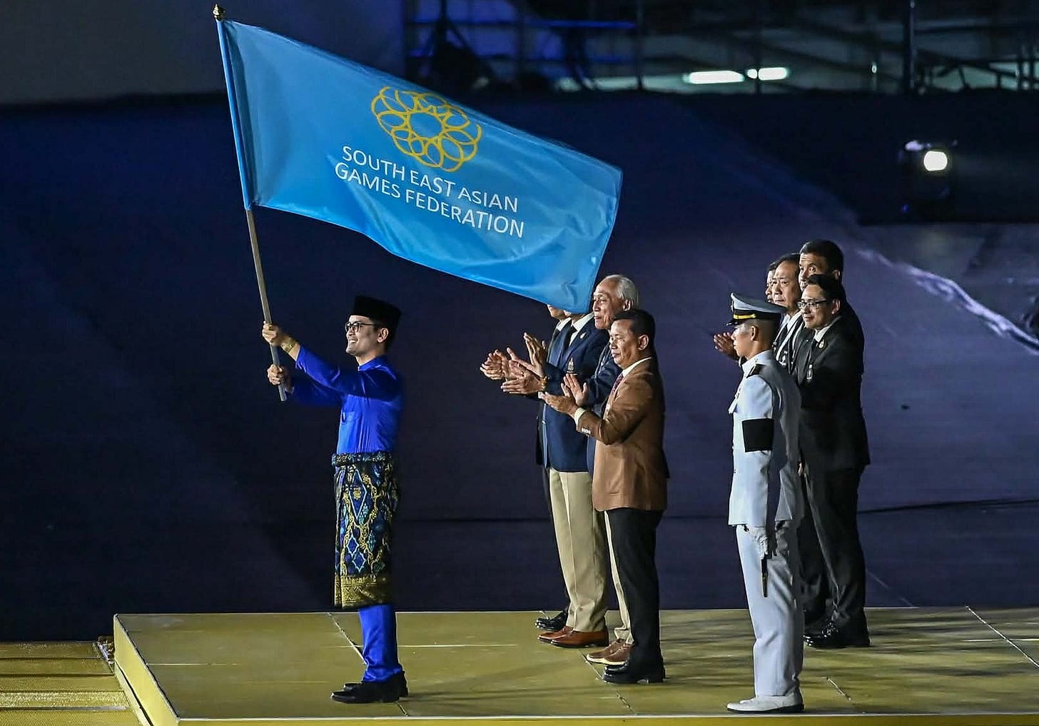 Indonesian sports officials presenting the SEA Games Plus proposal, symbolizing plans to expand the Southeast Asian Games with Australia and New Zealand.