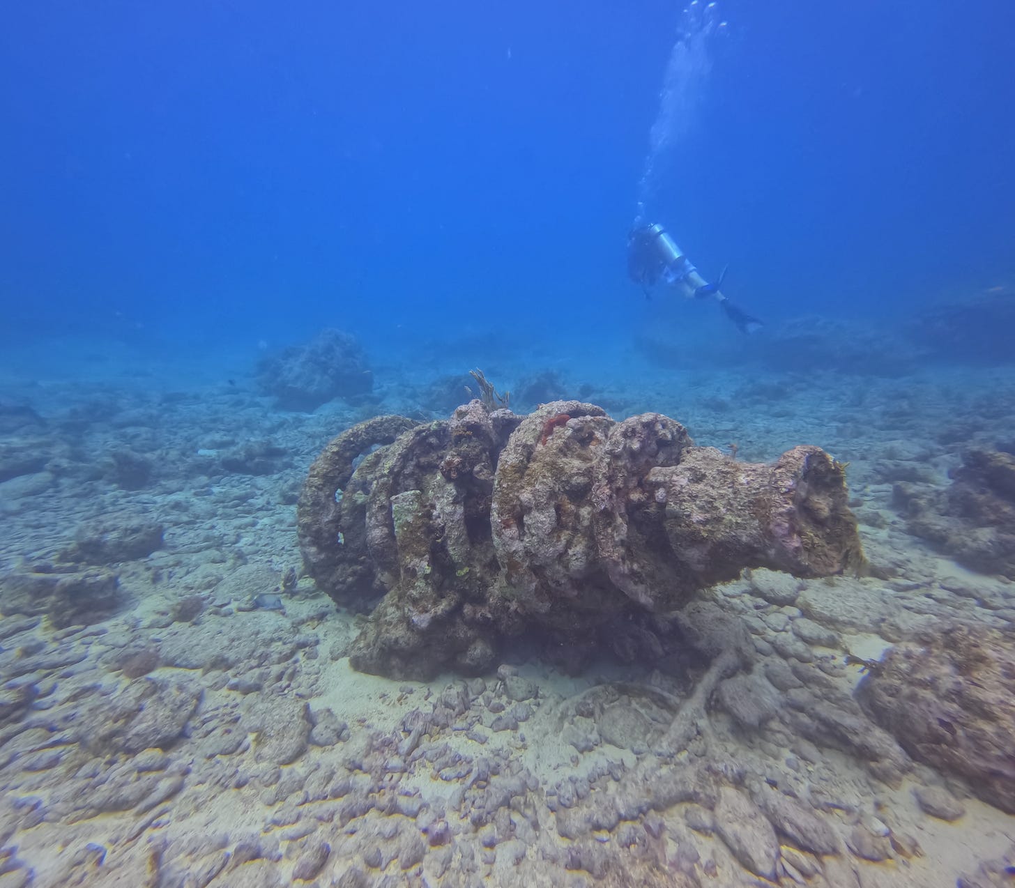 Dive wreck remnants at Nine Channel