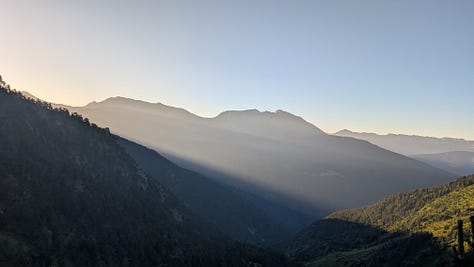 First climb of the stage and sunsrise