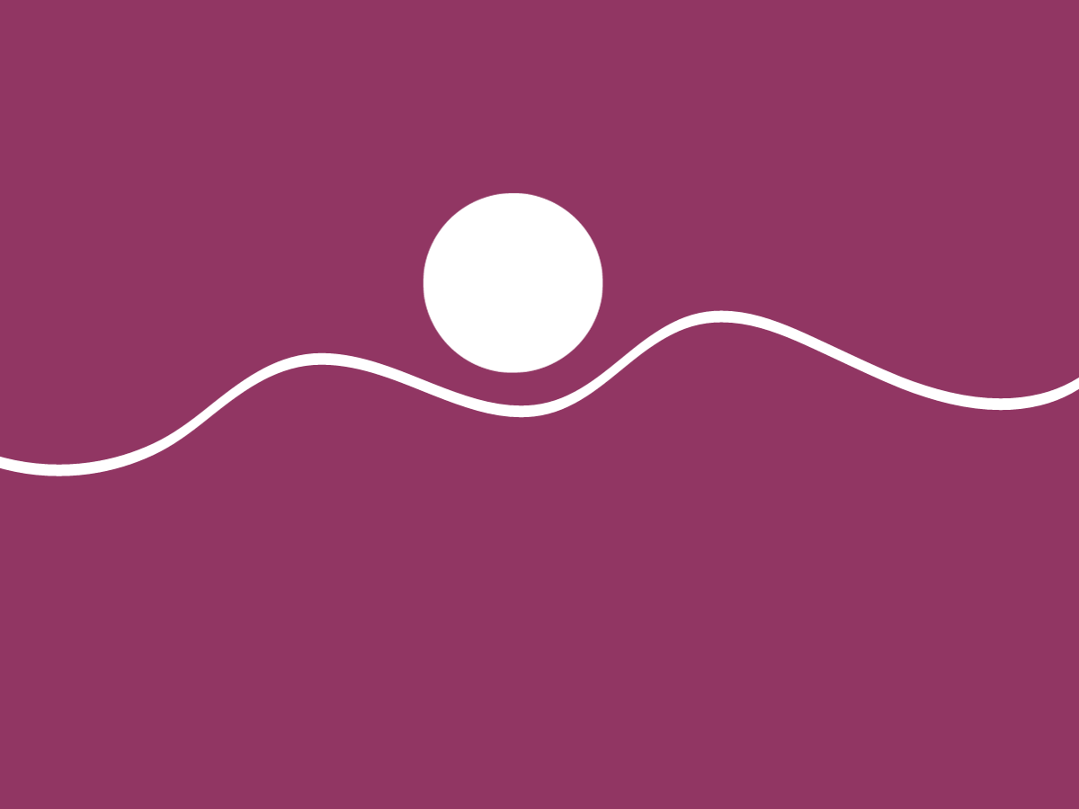 maroon background with a white circle and wave on it