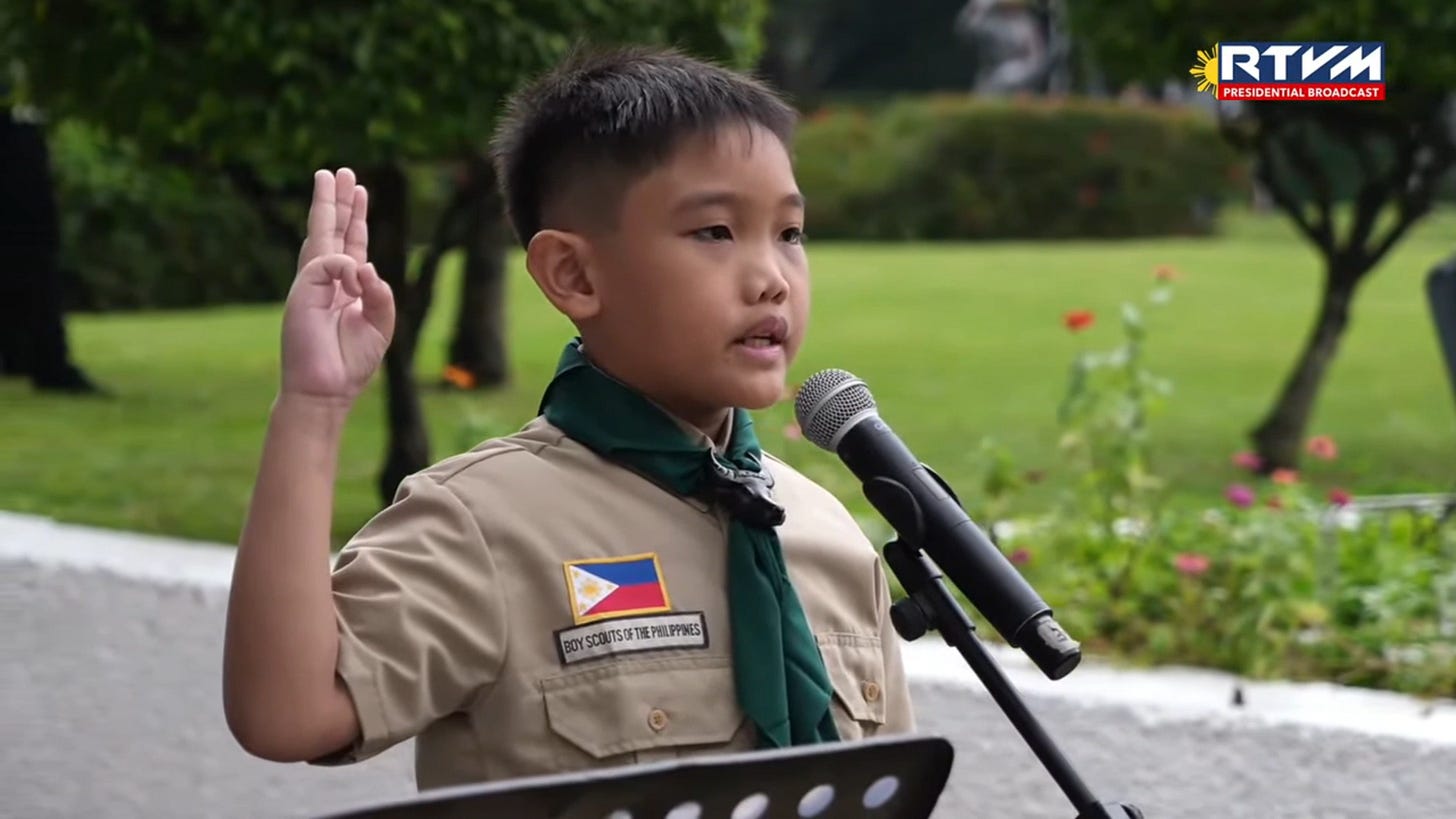 A child takes part in a wreath-laying ceremony to commemorate National Heroes Day at the Libingan ng mga Bayani in Taguig City A child takes part in a wreath-laying ceremony to commemorate National Heroes Day at the Libingan ng mga Bayani in Taguig City