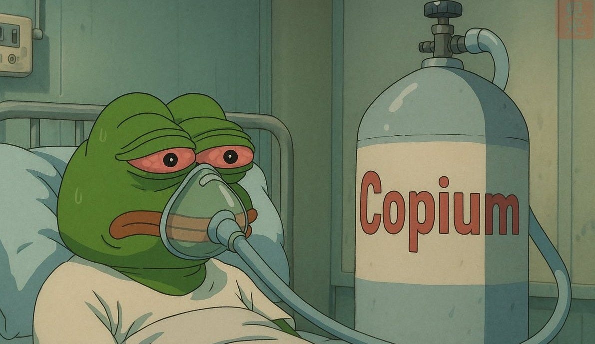Pepe The Frog - Copium Coping reaction meme template
