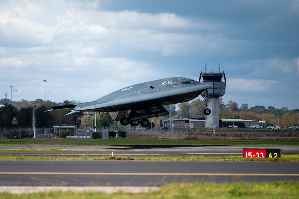 US Air Force B-2 Spirit stealth bomber takes off from a Royal Australian Air Force base in Amberley, Australia, Sept. 11, 2024 (AP) US Air Force B-2 Spirit stealth bomber takes off from a Royal Australian Air Force base in Amberley, Australia, Sept. 11, 2024 (AP)