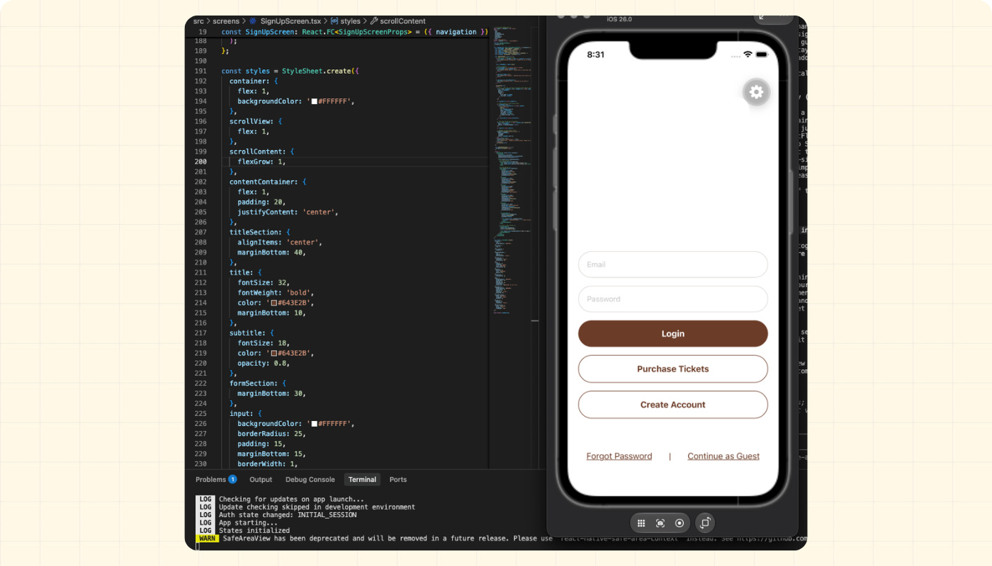 Mobile app login screen after Sonnet 5.0 completed the Expo SDK upgrade in Claude Code Mobile app login screen after Sonnet 5.0 completed the Expo SDK upgrade in Claude Code