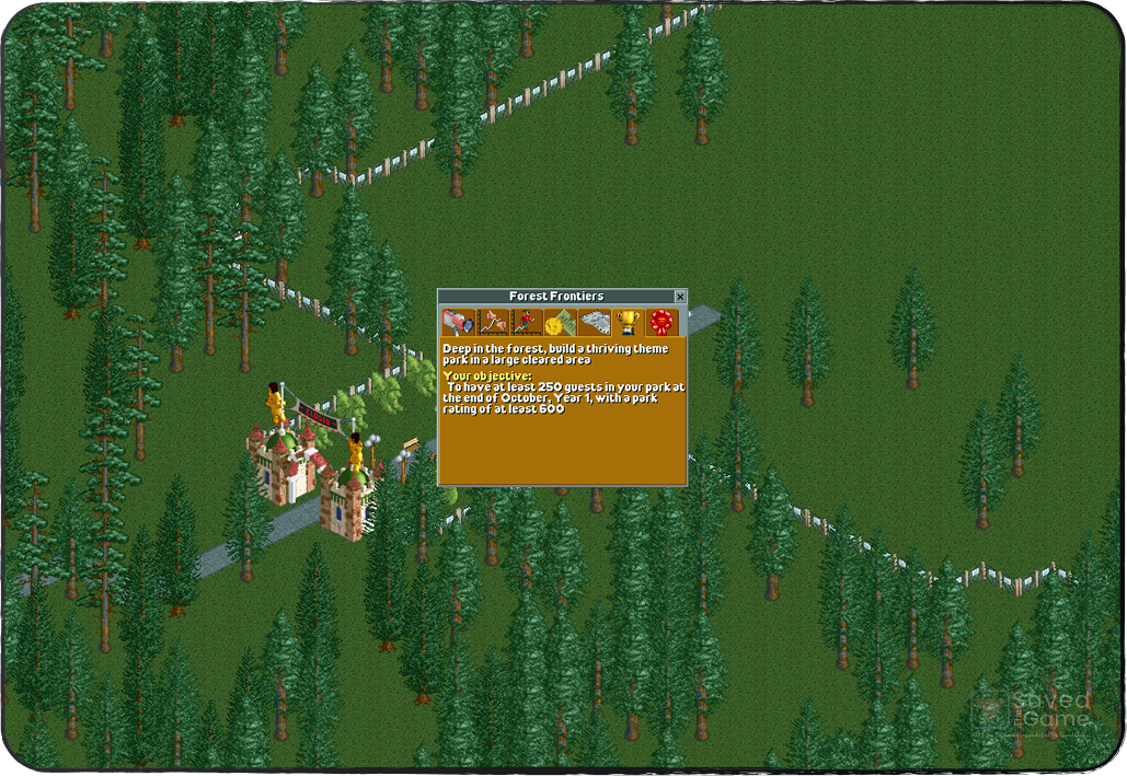 A screenshot of the first map in RollerCoaster Tycoon! A screenshot of the first map in RollerCoaster Tycoon!