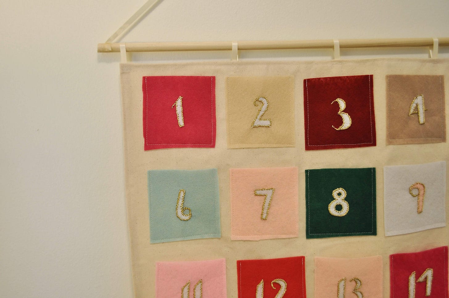 Felt embroidery advent calendar craft template