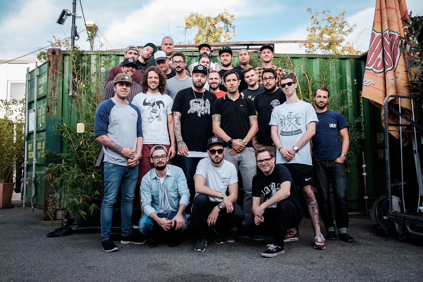 A group of people, all of them musicians A group of people, all of them musicians