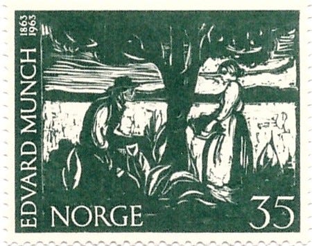 Série norueguesa (1963) dedicada a Edvard Munch, reunindo obras marcadas pela doença e pela morte no ambiente familiar. A emissão transforma a experiência privada da tuberculose em memória visual pública.