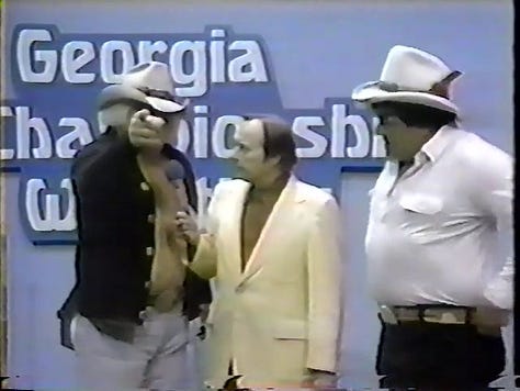 Tommy Rich, Tenryu, Mr. Wrestling II, Terry Funk, Dusty Rhodes and Wahoo McDaniel, Harley Race