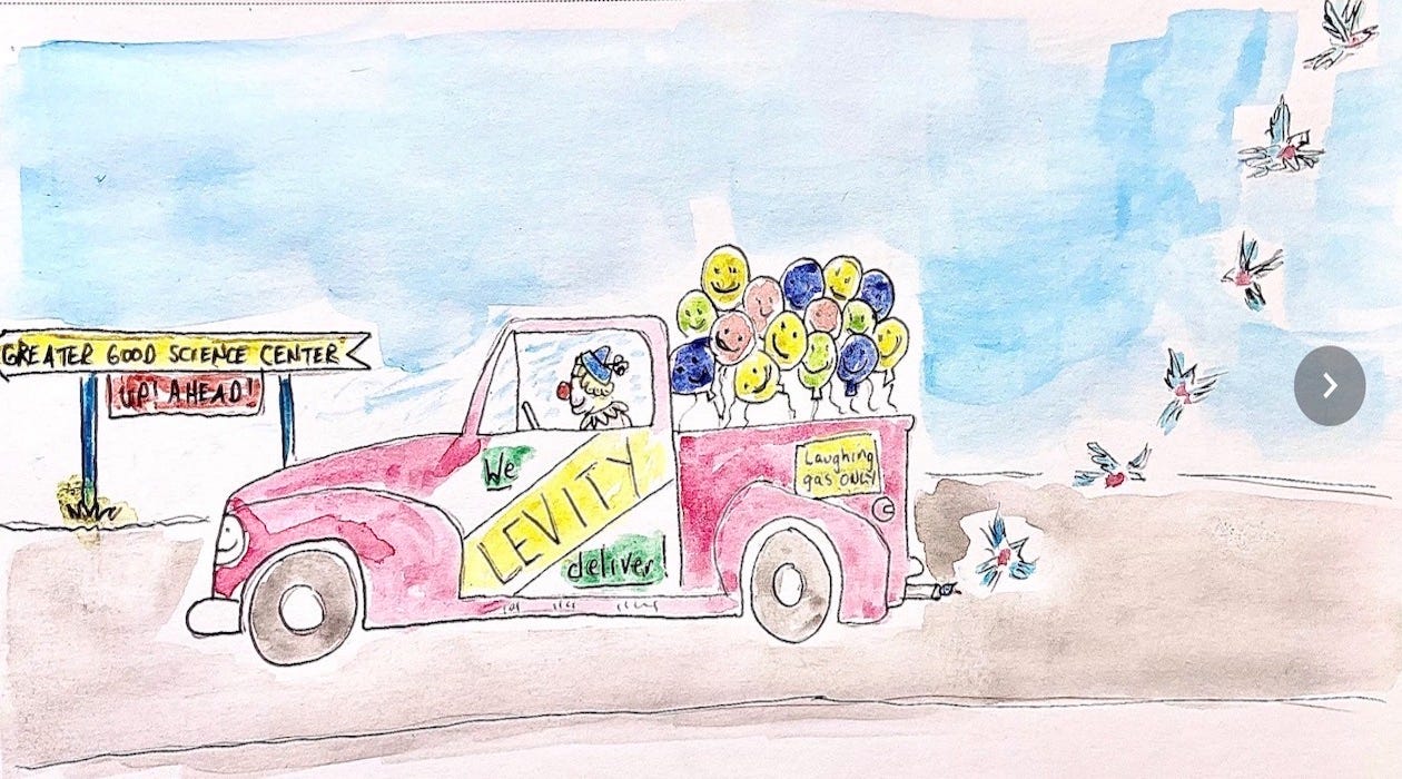 Clown truck delivering laughs