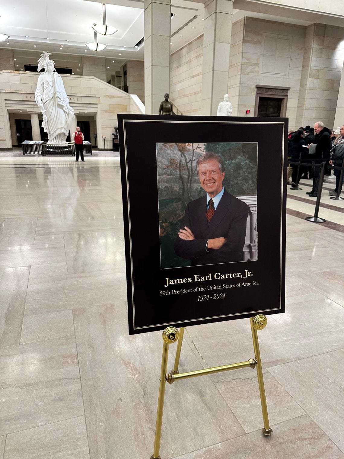 A placard at the funeral for President Jimmy Carter.