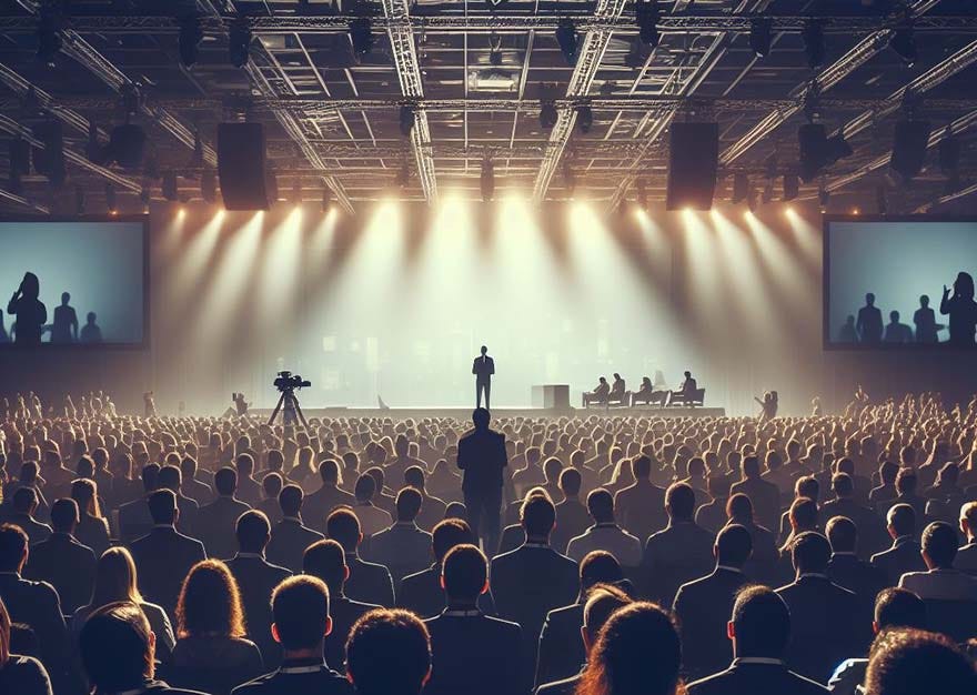 Tech event conference stage