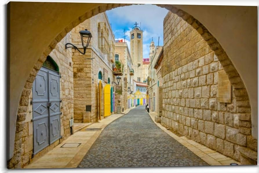 Old Bethlehem Palestine Israel Town Alley Canvas Wall Art Decor Paintings  Pictures for Bedroom Wall Decor Above Bed Living Room Wall Decoration ...