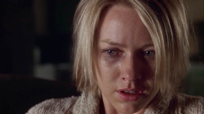 a haggard looking Naomi Watts in a bathrobe (head shot) a haggard looking Naomi Watts in a bathrobe (head shot)