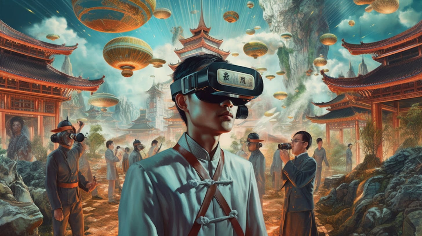 Boy in China with VR Glasses