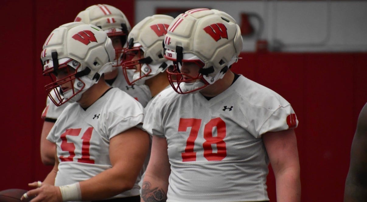 Wisconsin Badgers offensive lineman Colin Cubberly on the field during a practice. Wisconsin Badgers offensive lineman Colin Cubberly on the field during a practice.