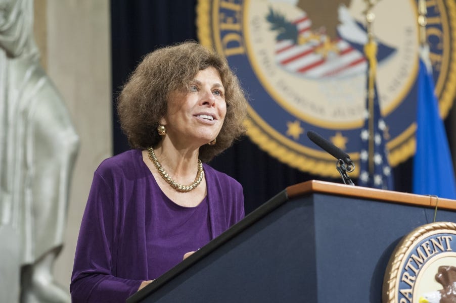 Nadine Strossen speaking at the Department of Justice