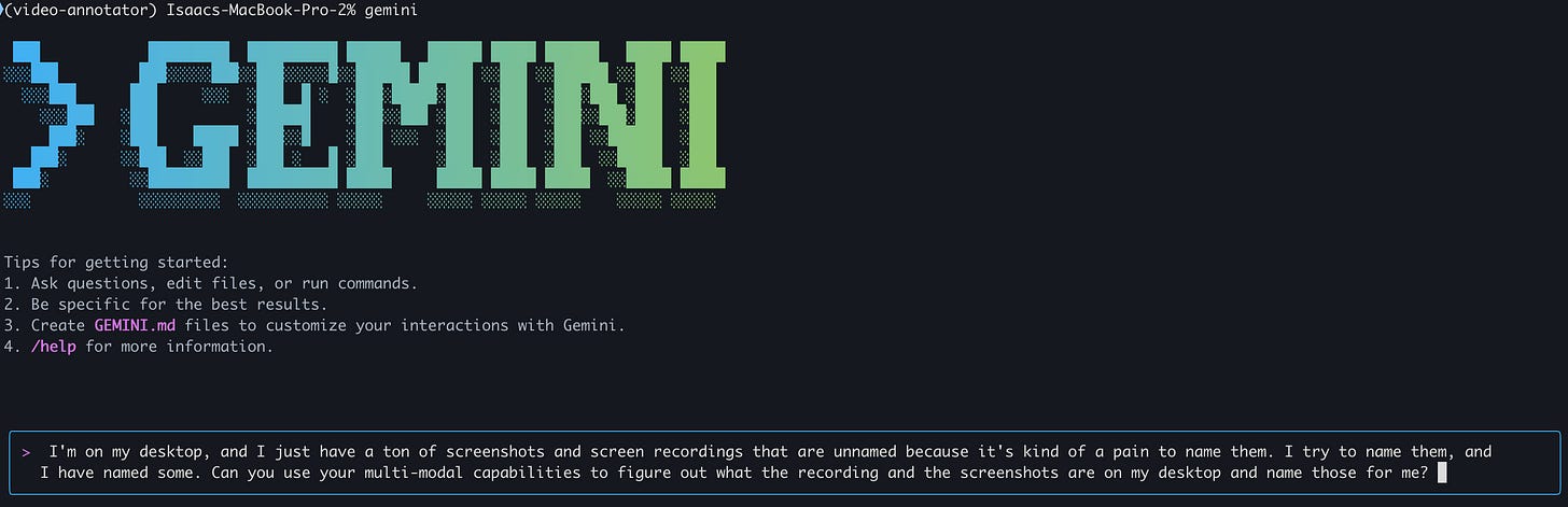 Gemini CLI terminal showing the model analyzing screenshots Gemini CLI terminal showing the model analyzing screenshots