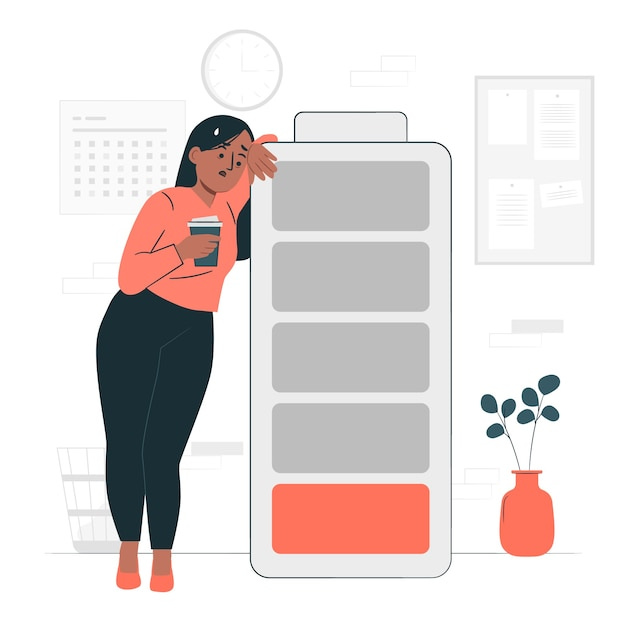 Tired woman concept illustration