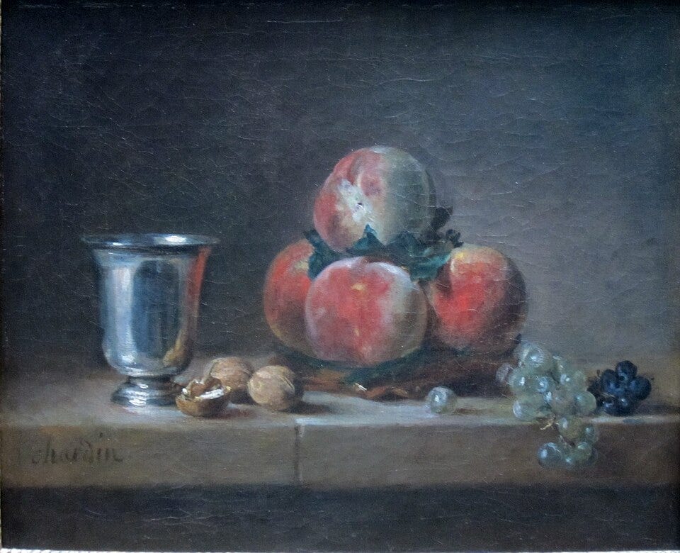 File:Still Life with Peaches, a Silver Goblet, Grapes, and Walnuts by Jean-Baptiste Siméon Chardin.JPG File:Still Life with Peaches, a Silver Goblet, Grapes, and Walnuts by Jean-Baptiste Siméon Chardin.JPG