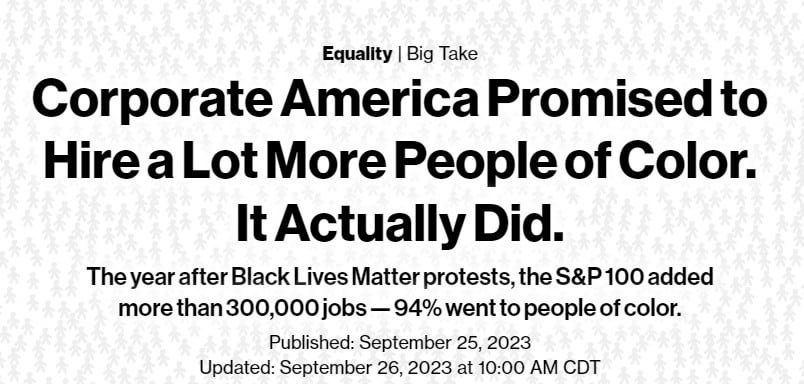 Out of 324K jobs added at S&P 100 companies in 2021, only 6% went to white  people who make up 60% of the US. : r/LookatMyHalo