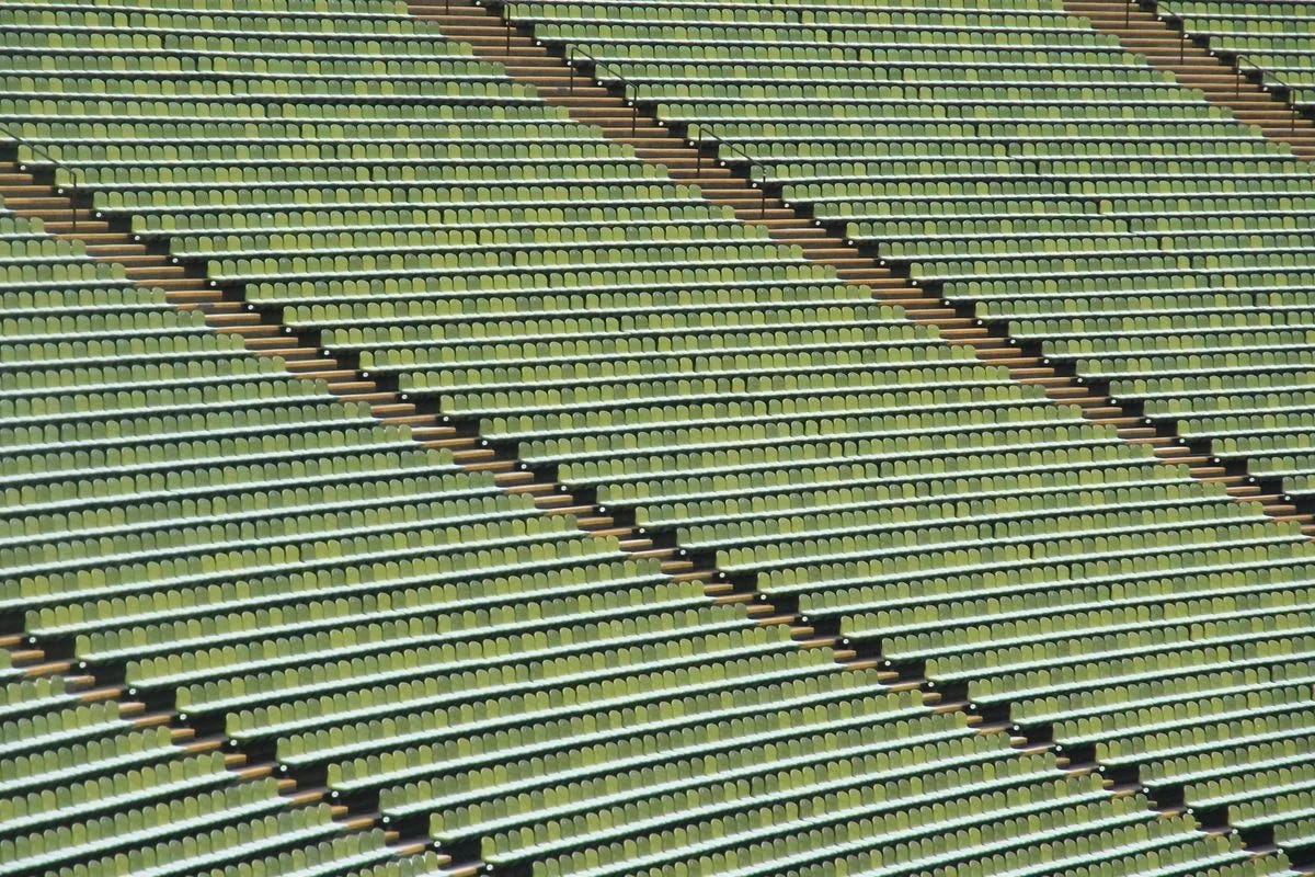 Rows of empty stadium seats