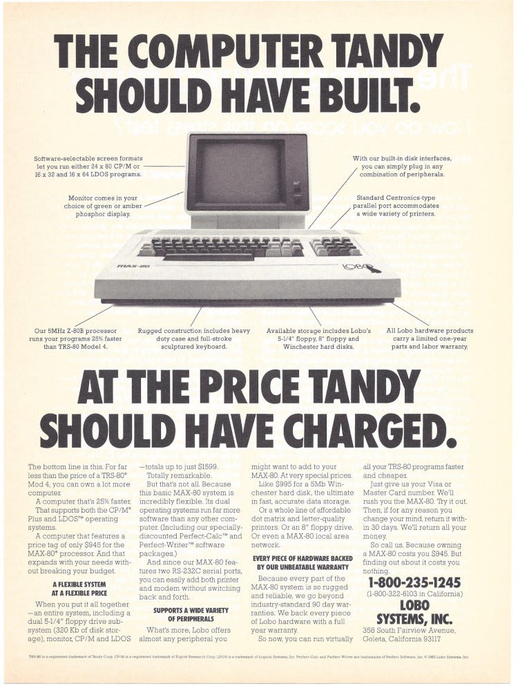 Plus Post: Lobo MAX-80 - Computer Ads from the Past