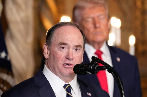 Secretary of the Navy John Phelan speaks, as President Donald Trump listens, at Trump's Mar-a-Lago club, Dec. 22, 2025, in Palm Beach, Fla. (AP Photo/Alex Brandon, file) Secretary of the Navy John Phelan speaks, as President Donald Trump listens, at Trump's Mar-a-Lago club, Dec. 22, 2025, in Palm Beach, Fla. (AP Photo/Alex Brandon, file)